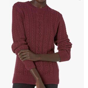 Women's Amazon Essentials Fisherman Cable Crewneck Cotton Sweater Size XL